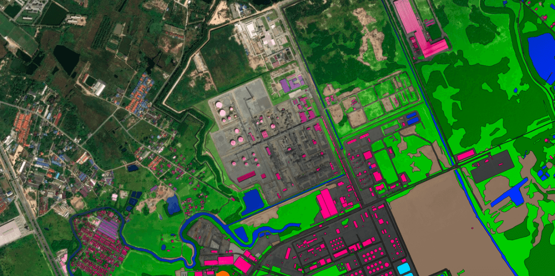 Land cover map of Rayong, Thailand made by Ecopia and Airbus