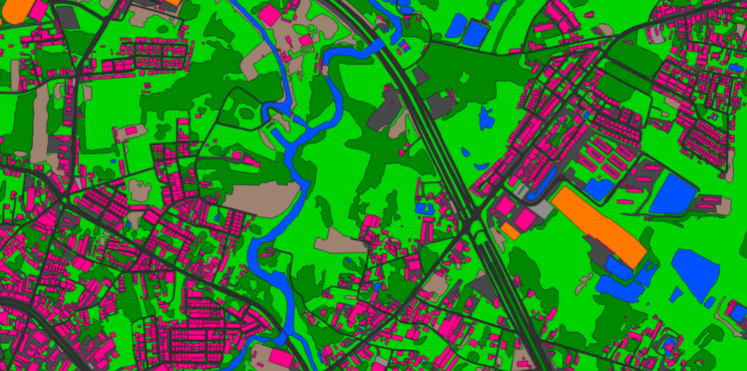 Ecopia vector map of Rayong, Thailand derived from Airbus imagery