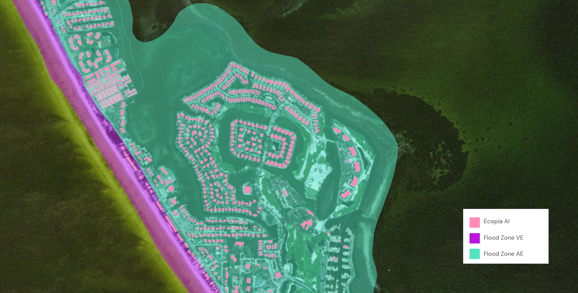 Ecopia building footprint data and flood zone data