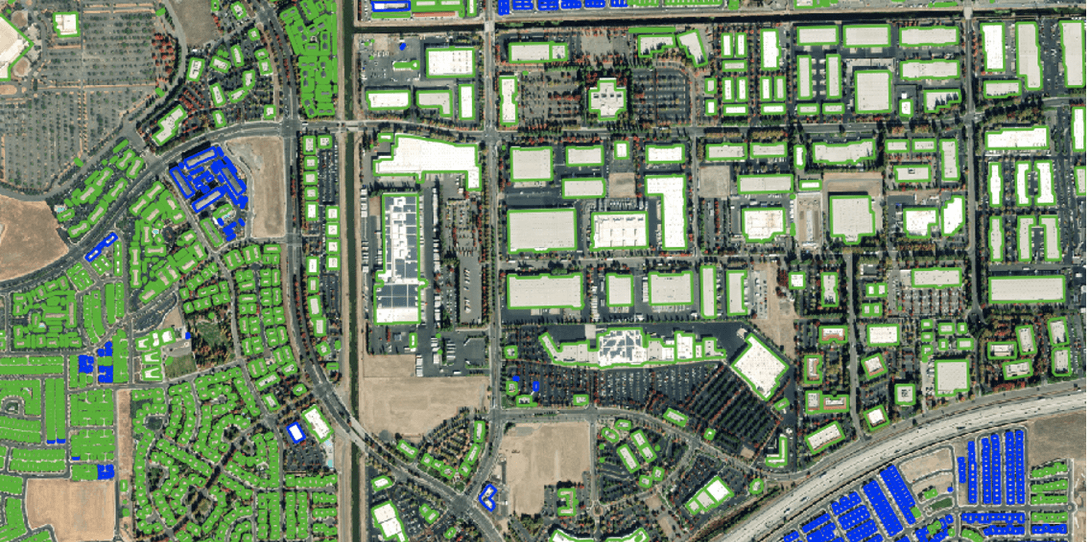 Ecopia provides change detection to show when building footprints are updated in the real world