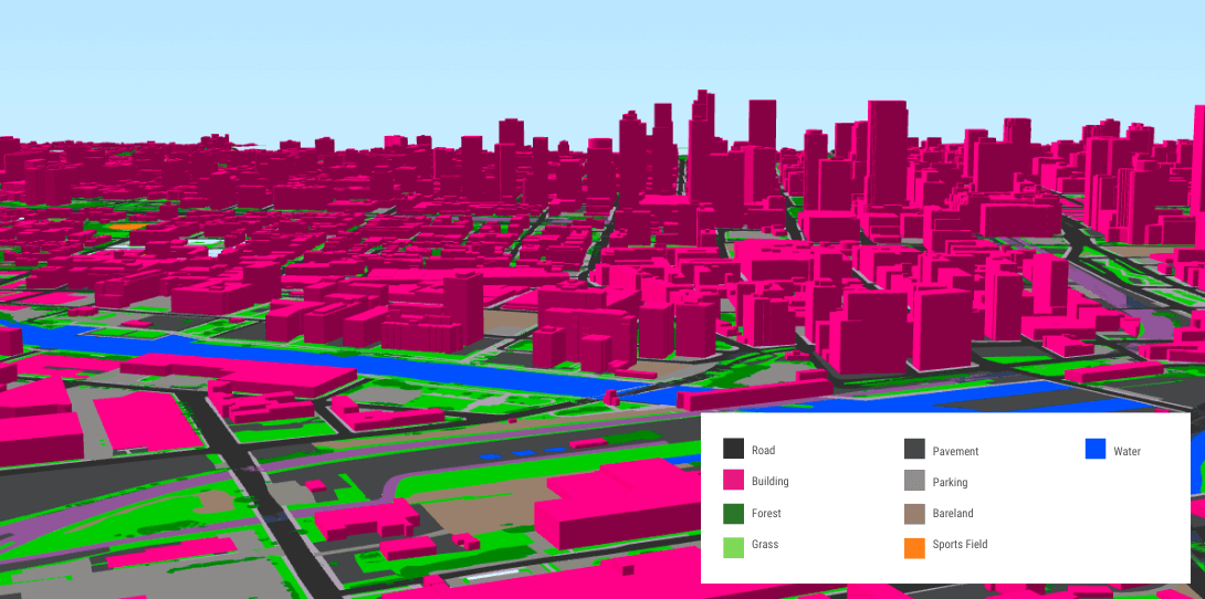 Land cover of Montreal, QC, depicting both pervious and impervious surfaces for enhanced stormwater analysis