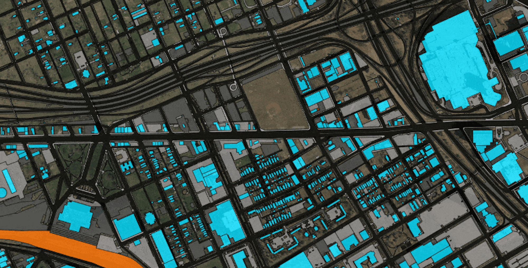 Impervious surface vector map of Detroit