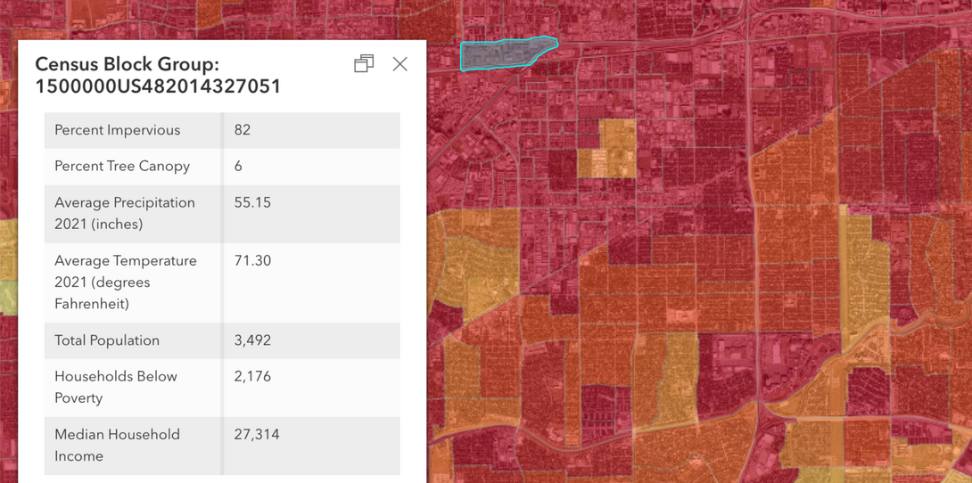 Climate resilience data by census block group