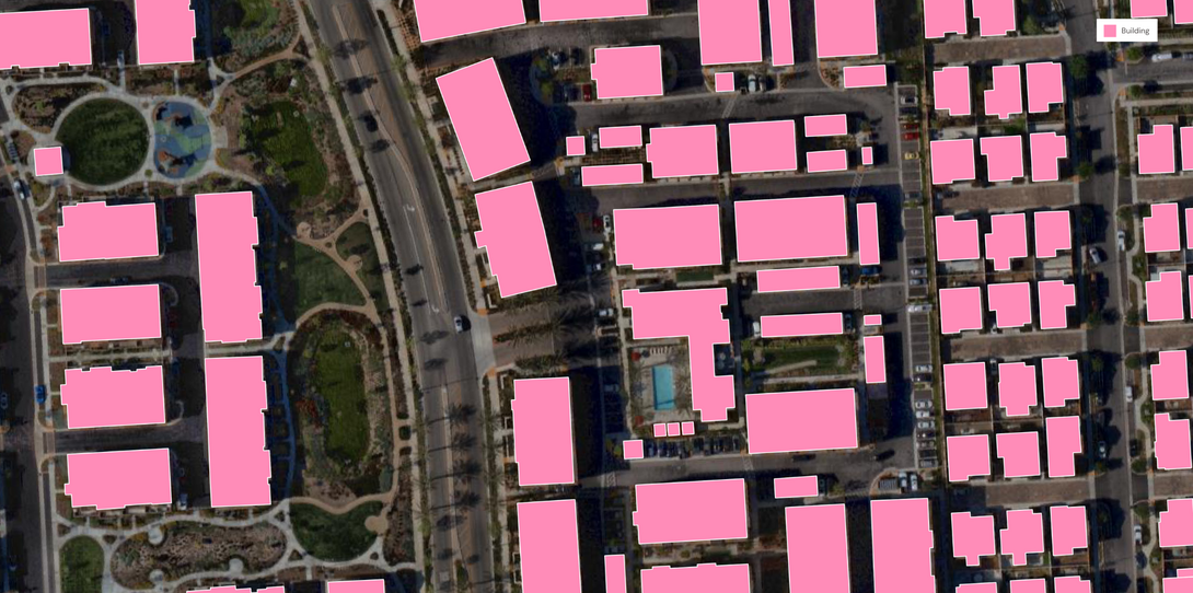 Building footprint map for wildfire risk assessment GIS