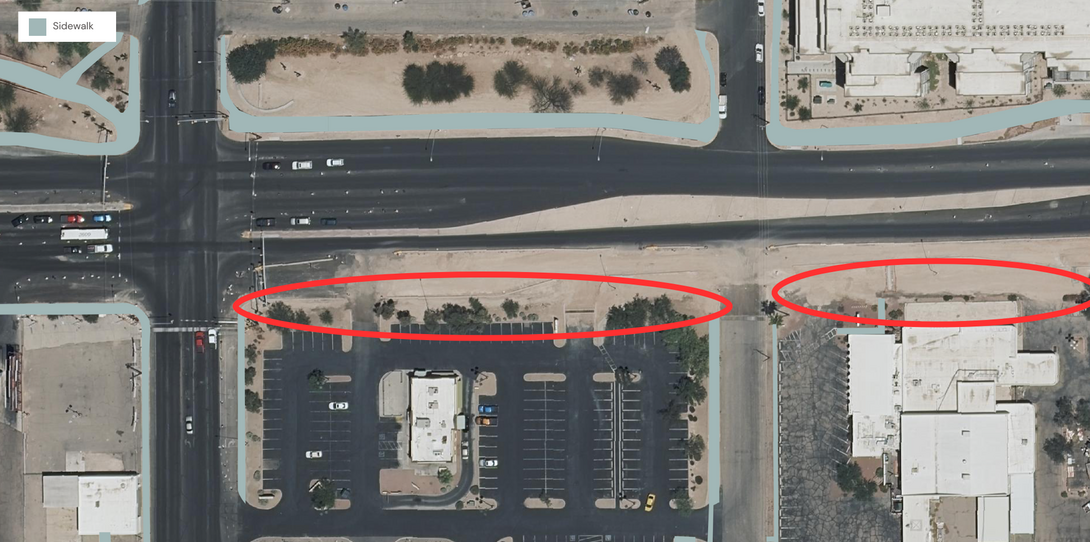 Sidewalk gap analysis in GIS