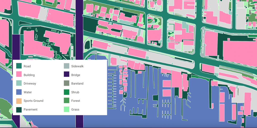 A sample of land cover data digitized by Ecopia for the King County GIS Center