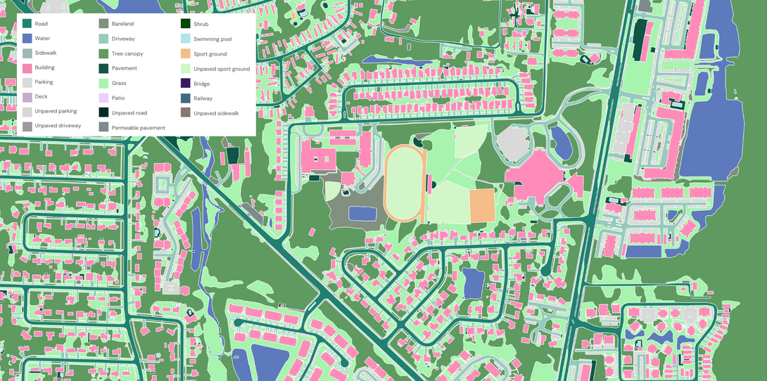 Land cover data from Ecopia, used by the City of Jacksonville for stormwater management and planning.