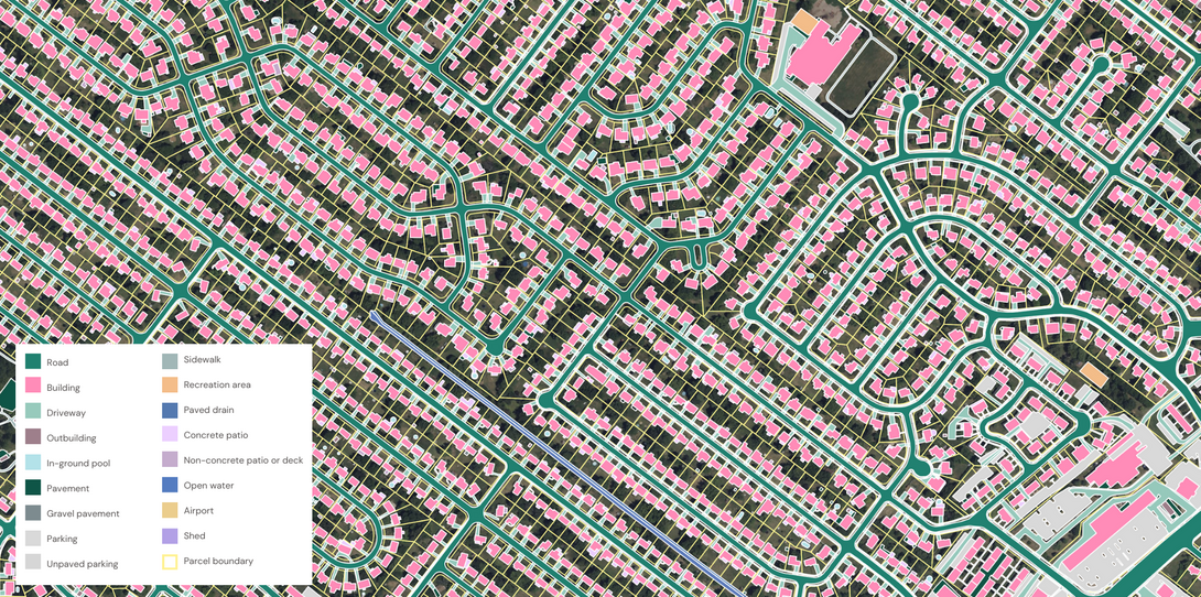 Impervious surface parcel map for stormwater utility fee calculation