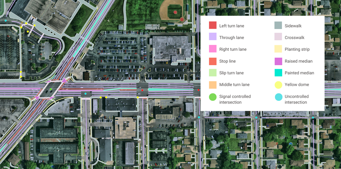 Advanced transportation features map in Chicago, Illinois