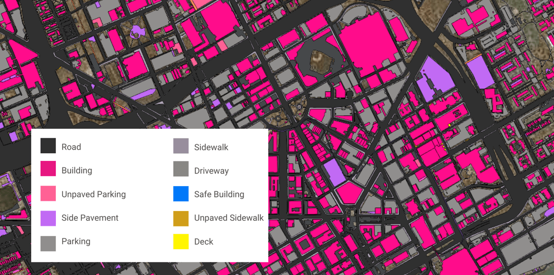 A sample of impervious surface data extracted by Ecopia for the City of Detroit’s SUF assessment