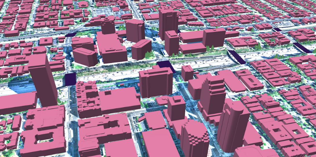 3D building data with 3D trees and bridges for telecom planning