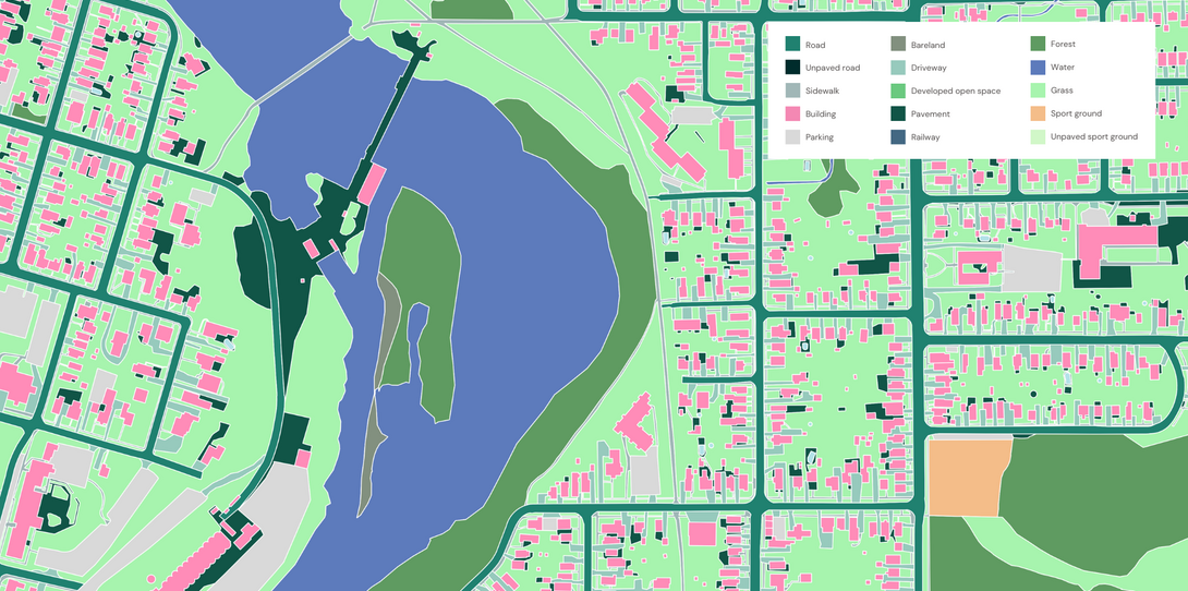 A sample of the advanced land cover features extracted by Ecopia in Peterborough