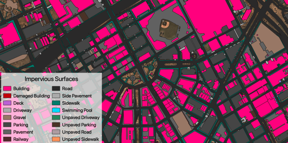 Impervious Surfaces Vector Map for Detroit's Water & Sewerage Department