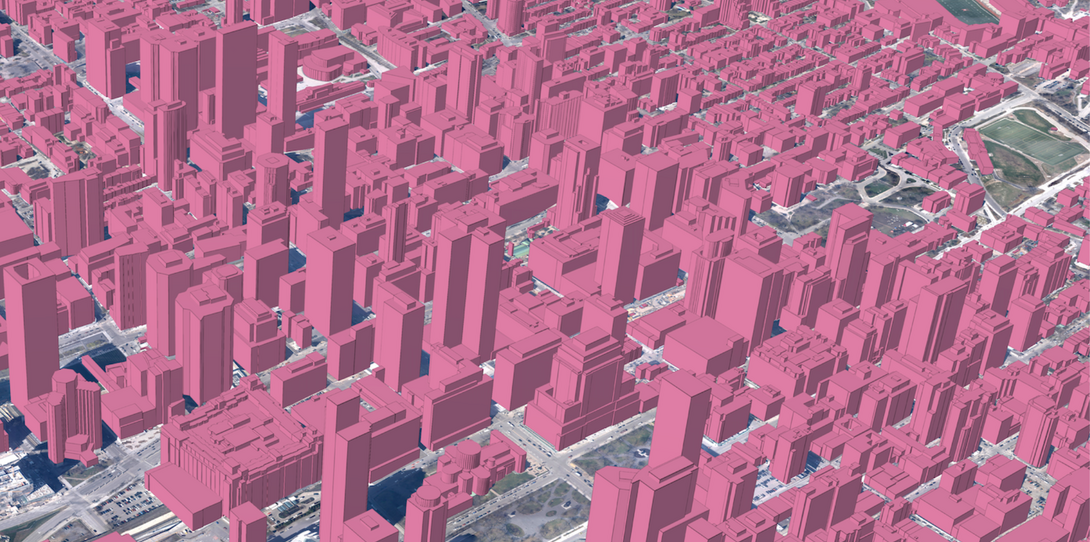 3D building map of Montreal